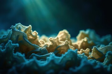Poster - The image is of a blue and green ocean with a lot of seaweed