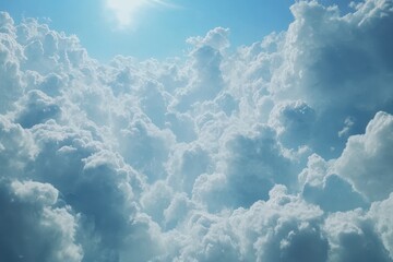 Poster - Timelapse of fluffy clouds drifting under a bright blue sky during daytime, blue sky with clouds Timelapse