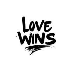Poster - Love wins inspirational message with brush stroke isolated on white background
