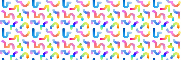 Poster - Seamless pattern with geometric rainbow gradient lines on white background.