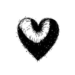 Poster - Stylized heart illustration with bold monochrome strokes for modern designs