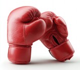 Pair Of Red Boxing Gloves On White Background