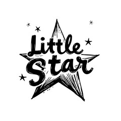 Poster - Minimalist 'Little Star' Design with Hand-Drawn Texture and Playful Typography