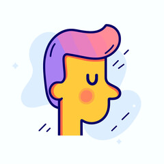 Poster - Stylized Man's Profile with Gradient Hair and Geometric Features