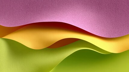 Poster - Colorful piece of fabric with a wave pattern. The colors are green, yellow, and red