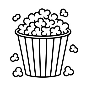 Line art of a popcorn coloring page