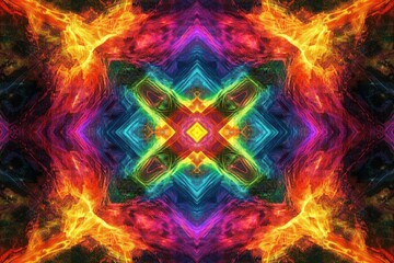 Poster - Exciting abstract neon square frame design with vibrant colors and seamless pattern in a modern style, Abstract neon square frame Seamless