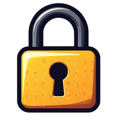 Poster - Illustration of a yellow security padlock with keyhole, isolated on a black background