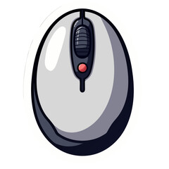 Poster - Cartoon Illustration of a Computer Mouse with a White Oval Outline and a Black Background