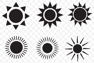Wall Mural - sun vector illustration set in yellow color. sun icon set. yellow sun icons. sunset icon collection.