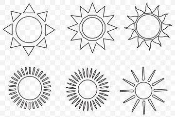 Wall Mural - sun vector illustration set in yellow color. sun icon set. yellow sun icons. sunset icon collection.