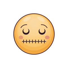 Poster - Muted Face Emoji with Zipper Mouth on Transparent Background A Versatile Graphic for Silence Concepts and Confidentiality Themed Projects