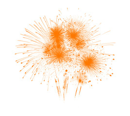 Poster - Vibrant Orange Fireworks Display Bursting Against Transparent Backdrop A Captivating Visual for Graphic Design Projects and Festive Digital Compositions