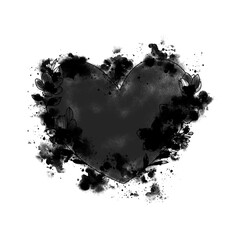 Poster - Floral Heart Ink Blot Design for Artistic Projects A Unique Graphic Element for Creative Designs and Expressive Art Illustrations