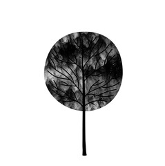 Poster - Monochrome Arboreal Silhouette A Darkly Elegant Tree Illustration for Graphic Design Projects and Nature Inspired Artworks with a Somber Aesthetic
