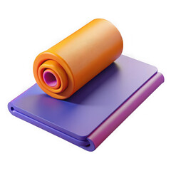 Fototapete - Abstract rolled orange mat on purple pad isolated on transparent background