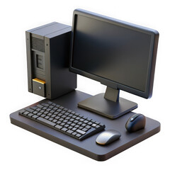 Fototapete - Dark gray desktop computer set isolated on transparent background