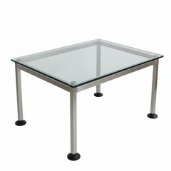 Glass top table isolated on white background for furniture display uses.
