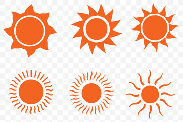 Wall Mural - set of sun icon symbol vector on white background