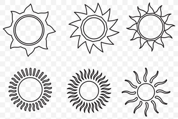 Wall Mural - set of sun icon symbol vector on white background