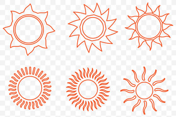 Wall Mural - set of sun icon symbol vector on white background