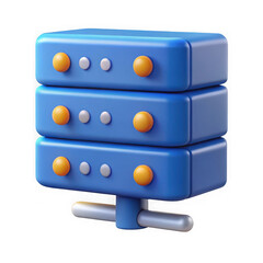 Poster - 3d render of a blue server rack icon isolated on transparent background