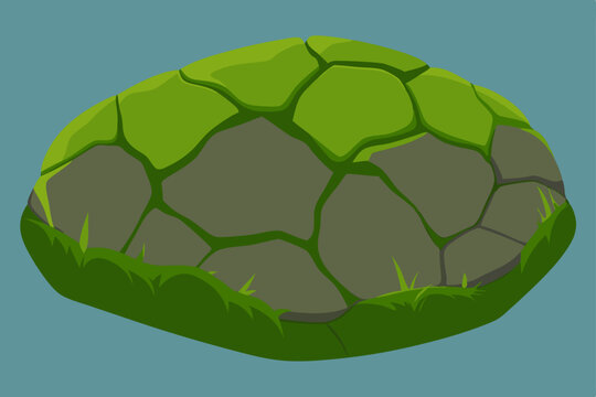 Moss-Covered Rock A Detailed Vector Illustration of Nature's Texture