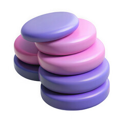 Poster - Stack of pastel purple and pink discs isolated on transparent background