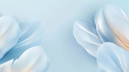 Poster - Abstract White Feathers on Light Blue Background Elegant Decorative Illustration