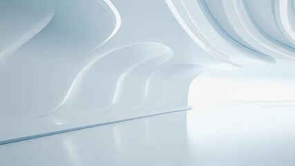 Poster - Futuristic White Interior with Smooth Curves Modern Design and Bright Lighting