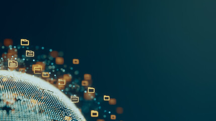 Poster - Digital Network: A captivating image of a globe connected by luminous data streams. This graphic design encapsulates the essence of global connectivity.