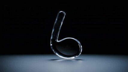 Aufkleber - Minimalist Transparent Number Six On Black Surface with Soft Reflection