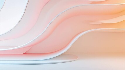 Poster - Layered Wavy Abstract Background in Peach and Blue Gradient with Soft Lighting