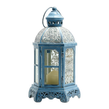 Chinese blue lantern isolated on transparent night tradition atmosphere invitation vertical PNG file download
