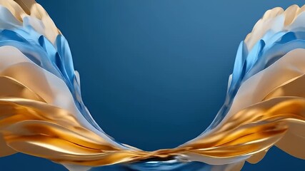 Poster - Abstract Background with Gold and Blue Waves Modern Art Design Texture