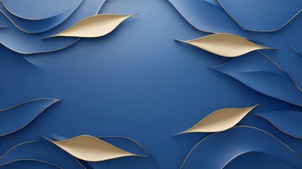 Poster - Abstract Blue and Gold Paper Cut Wave Design With Artistic and Modern Style