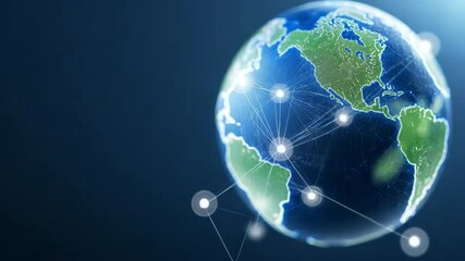 Poster - Global Network Connection: A stylized image of planet earth with glowing lines connecting various points, symbolizing global connectivity and digital networks.