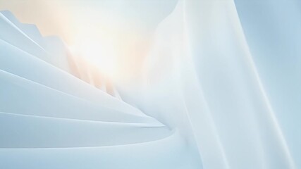 Poster - Abstract Geometric Shapes In Pale Blue and White Hues With Soft Light Effects