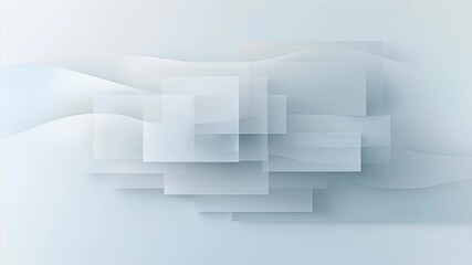 Poster - Light Blue Geometric Abstract Squares with Subtle Shadows Background Texture