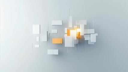 Poster - Abstract Geometric Composition with White and Orange Blocks on White Background