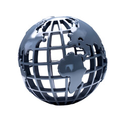 Aufkleber - 3 D Render of a Dark Gray Metallic Globe Icon with a Grid Pattern Isolated on a Transparent Background