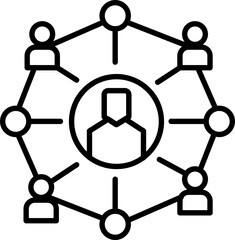 Poster - Network connection icon with central person teamwork communication collaboration social network business organization connection leadership and group concept