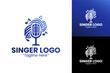 © Ridashuke - Elegant Gradient Blue Singer Logo for Vocal Performance Branding