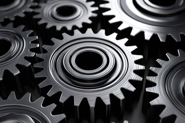 Aufkleber - Interlocking metal gears rotating smoothly in perfect harmony