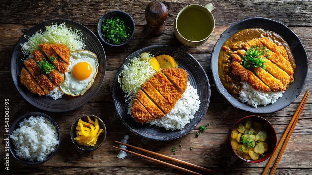 crispy Chicken Katsu and shredded cabbage. Katsudon pork cutlet over ...