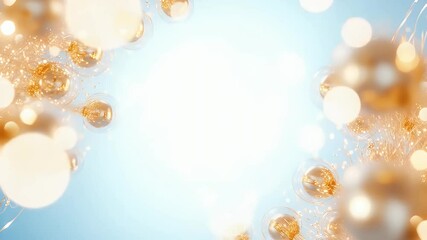 Poster - Golden Balloons Confetti Festive Backdrop in Blue Background