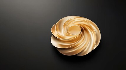 Poster - Abstract Golden Swirl Shape on Dark Background Digital Rendering