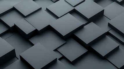 Poster - Dark Gray Abstract Cubes Blocks Geometric Pattern Surface 3D Rendering