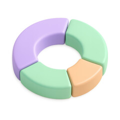 Poster - Simplified Chart Illustration: A visually appealing 3D rendered pie chart divided into four distinct sections, showcasing data with vibrant colors and a modern, clean design.
