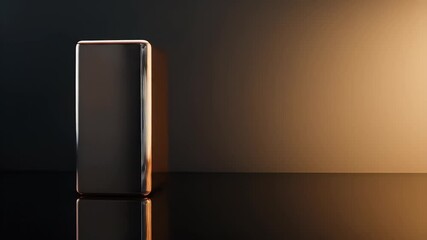 Poster - Isolated Reflective Metallic Rectangular Block on a Dark Background Minimalist Style